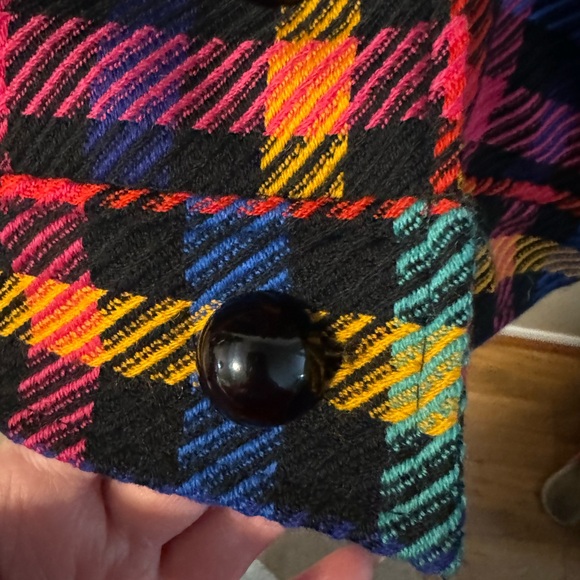 VTG 100% Wool Bright Plaid Button-Up Blazer Jacket Colorful Plus Size 80’s 90’s - Picture 3 of 13